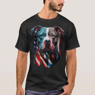 Camiseta Pitbull Americano Terrier USA Bandeira Dog Patriót
