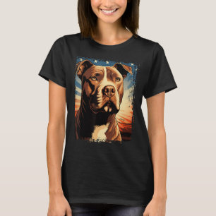 Camiseta Pitbull Americano Terrier USA - Retrato Pop de Art