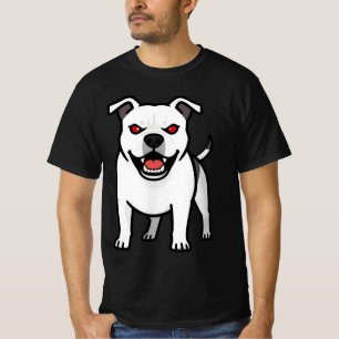 Camiseta Pitbull Branco Olhos Vermelhos Raivoso Presente de
