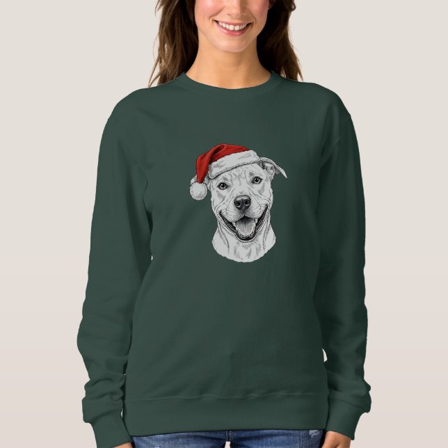 Camiseta Pitbull Christmas Sweatshirt – Cute Santa Pitbull (Frente)