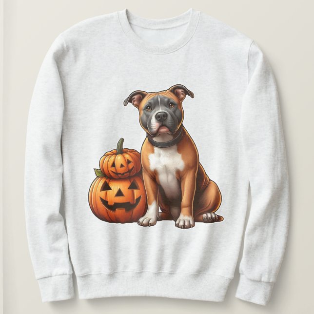 Camiseta Pitbull com Bombas de Halloween (Frente do Design)