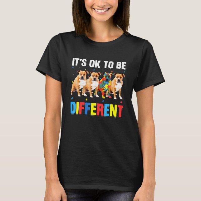 Camiseta Pitbull de Conscientização sobre Autismo para Pai  (Frente)