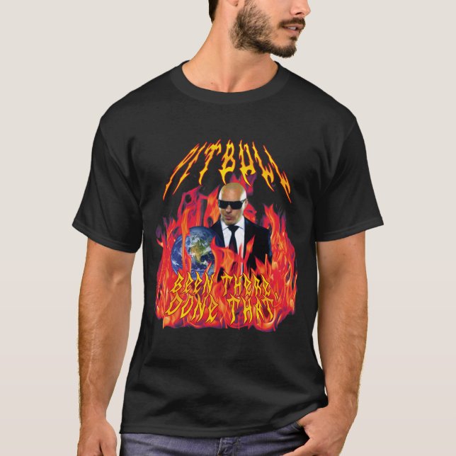 Camiseta pitbull de heavy metal com chamas (Frente)