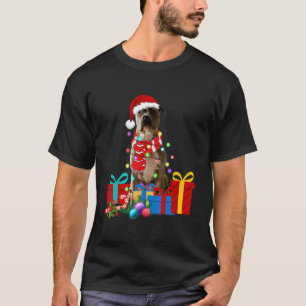 Camiseta Pitbull de Natal Cachorro Luzes de Natal Chapéu de