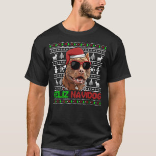 Camiseta Pitbull Dog Feliz Navidog Feliz Natal Engraçado