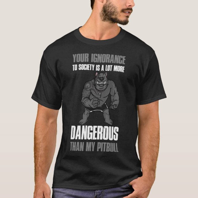 Camiseta Pitbull E Tatuagens Engraçadas Pitbull (Frente)
