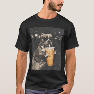 Camiseta Pitbull engraçado com café gelado Estilo de vida d
