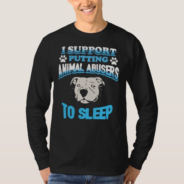 Camiseta Pitbull Eu Apoio Colocar Abusos Animais No Sono (Frente)