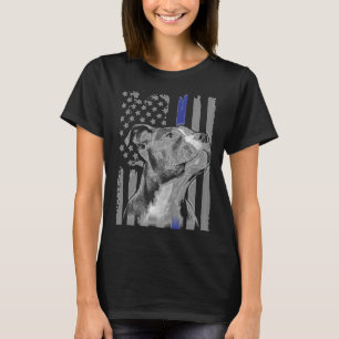 Camiseta Pitbull Flag Staffordshire Bull American Thin Blue