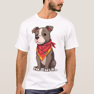 Camiseta Pitbull Fofo com Bandana  Gif de Amante de Cachorr