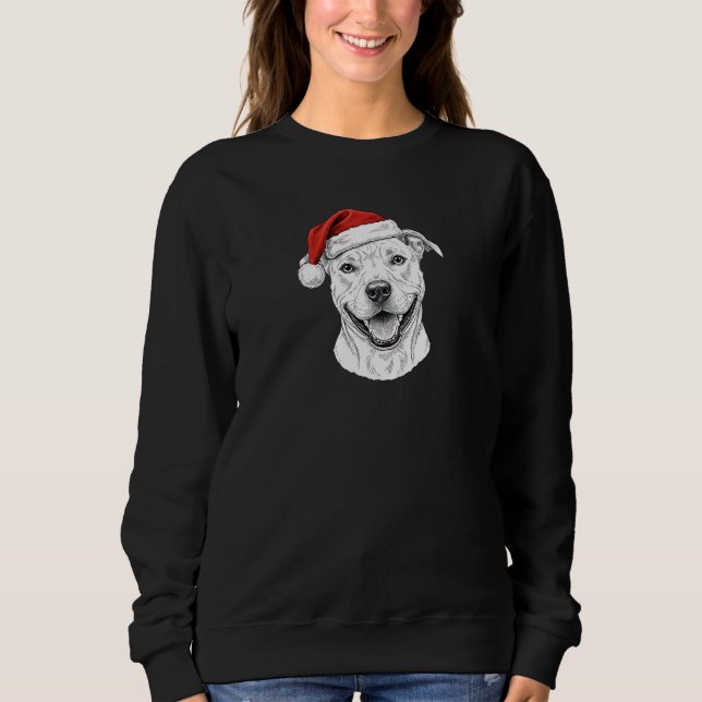 Camiseta Pitbull Hand-Drawn Christmas–Custom Name Dog Gift (Frente)