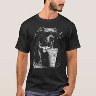Camiseta Pitbull Legal Bebendo Café Gelado - Cachorro Vinta