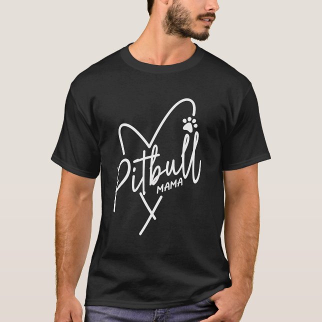 Camiseta Pitbull Mãe Coração Touro Mama Cão Cachorro Mama M (Frente)