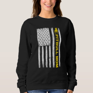 Camiseta Pitbull Mãe Vintage Patriótica com a Bandeira Amer