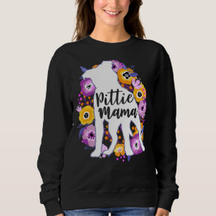 Camiseta Pitbull Mama Flores Roxas Pittie Mãe Bit Bonito