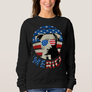 Camiseta Pitbull Merica American Flag Retro Pitbull Dog Sun