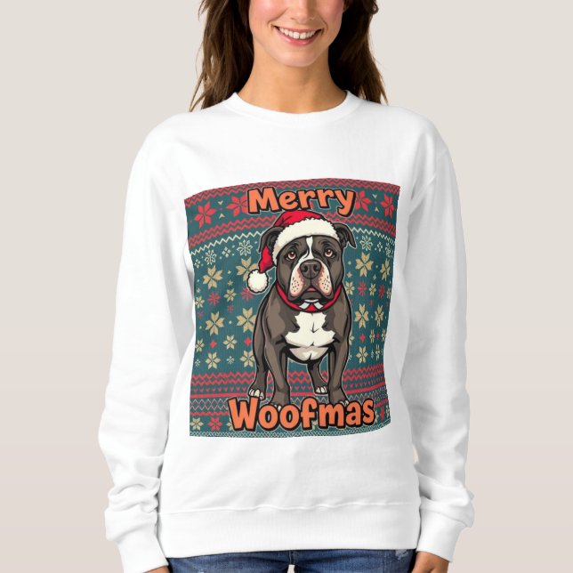 Camiseta Pitbull Merry Woofmas (Frente)