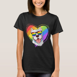 Camiseta Pitbull Rainbow Heart Orgulho gay LGBT Dog Lover G