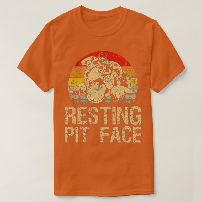 Camiseta Pitbull Resting Face Vintage Engraçado Pitbull Lo (Frente do Design)