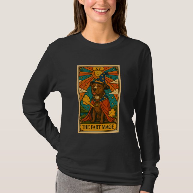 Camiseta Pitbull Tarot Card O Fart Mage Hilarious Pit Bul (Frente)