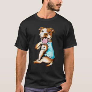 Camiseta Pitbull Tattoos Eu adoro Pai Sentado Presente Padr