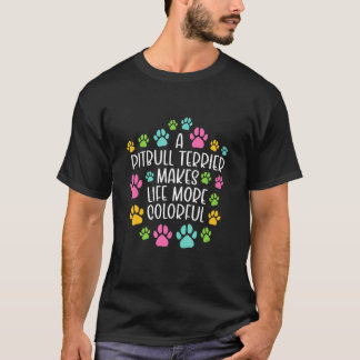 Camiseta Pitbull Terrier Torna A Vida Mais Colorida Cães P