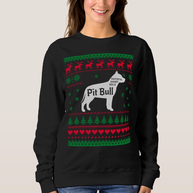 Camiseta Pitbull Ugly Christmas Sweater Xmas Pitbull (Frente)