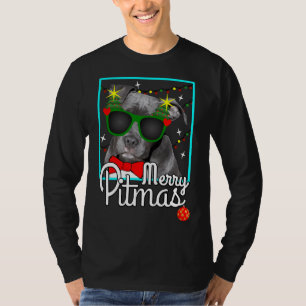 Camiseta Pitbulny Engraçado Touro Cachorro Feliz de Natal P