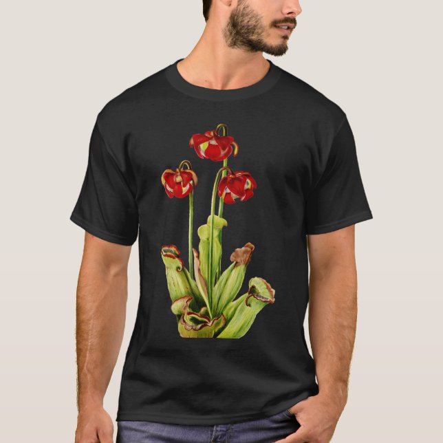 Camiseta Pitcherplina roxa - Sarracenia Purpurea (Frente)