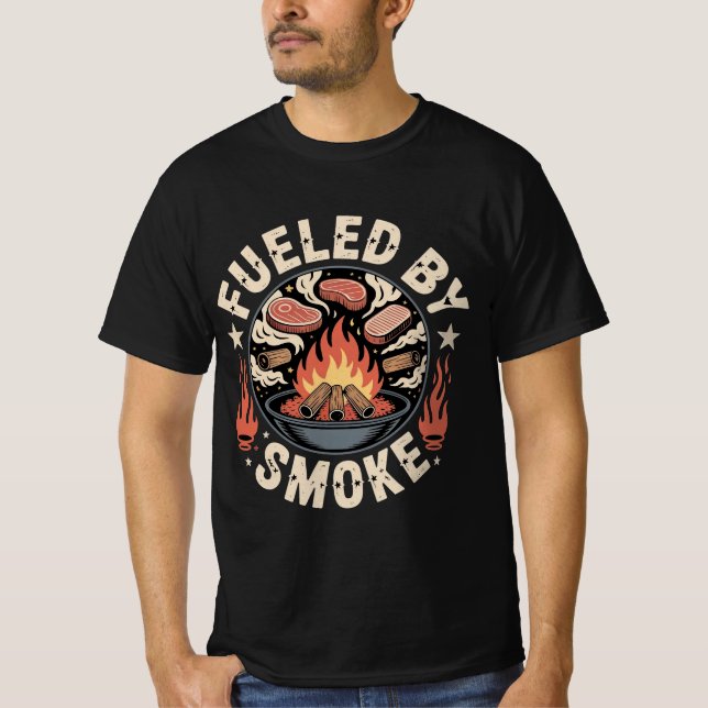 Camiseta Pitmaster Divertido Churrasco Alimentado Pela Fuma (Frente)