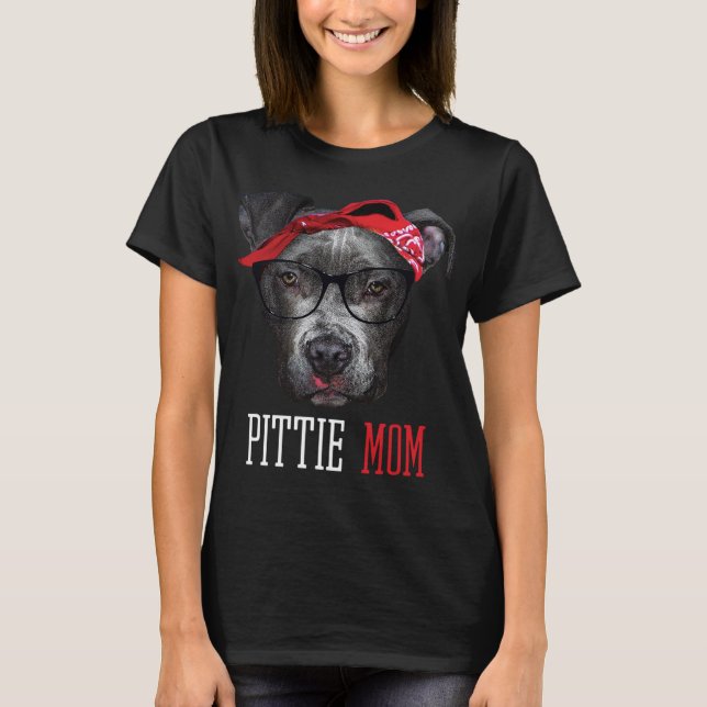 Camiseta Pittie Mãe Pitbull Cachorro Amantes Dia de as mães (Frente)