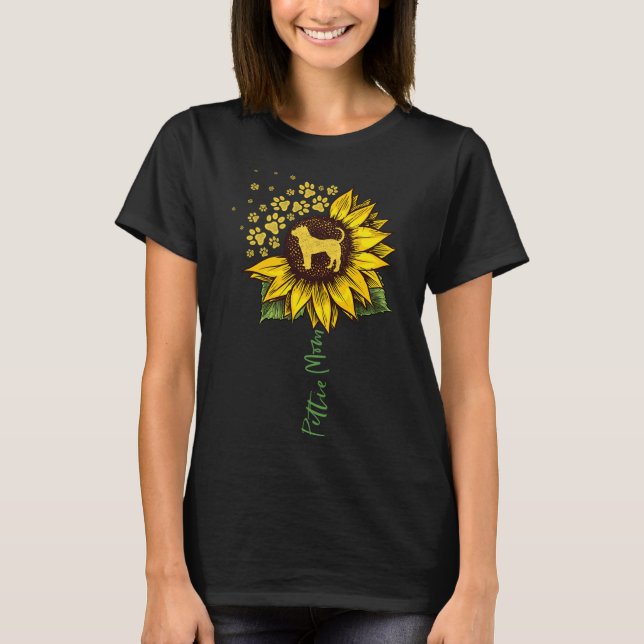 Camiseta Pittie Mãe Sunflower Pitbull Dons Dons Dog Mãe (Frente)