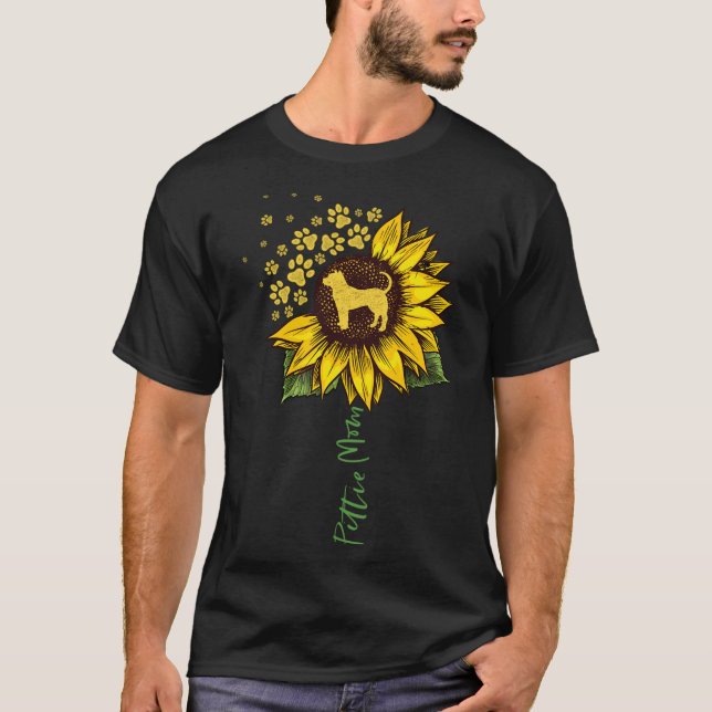 Camiseta Pittie Mãe Sunflower Pitbull Dons Dons Dog Mãe (Frente)