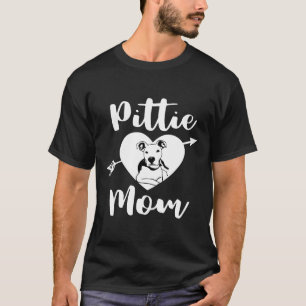 Camiseta Pittie Mamãe Cute Pitbull Mamãe Amor Coração Touro