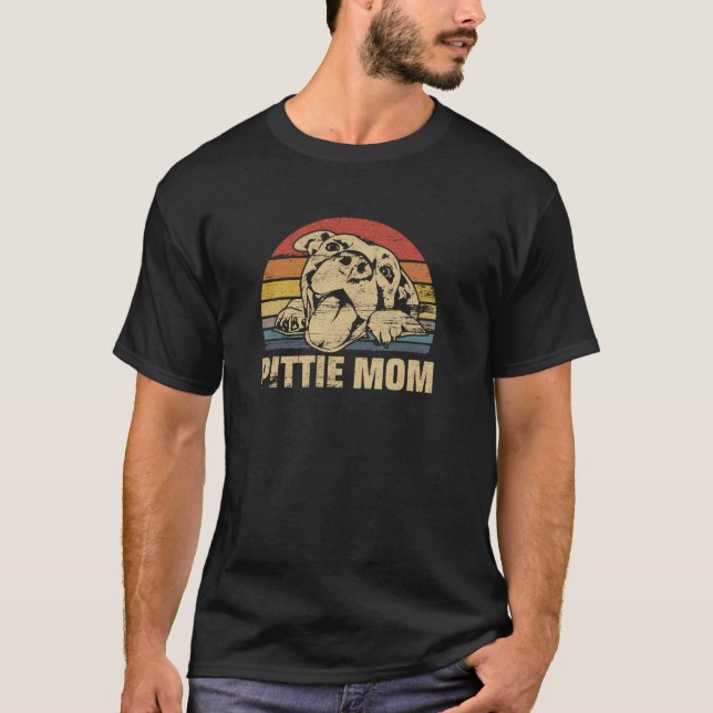 Camiseta Pittie Mom Pitbull Mama Dog Lovers Gift Mothers Da (Frente)
