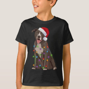 Camiseta Pittie Pitbull Natal Luzes Xmas Cachorro Lover
