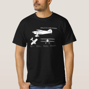 Camiseta Pitts S-1C - Planos de Impressão Blueprint do Aviã