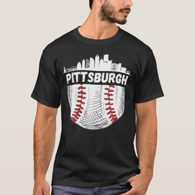 Camiseta Pittsburgh Baseball Skyline Pittsburgh Baseball (Frente)