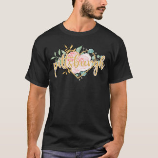 Camiseta Pittsburgh Floral Coração Cor de Água Rosa Rosas M