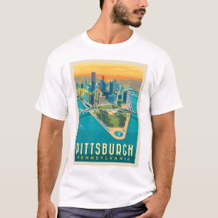 Camiseta Pittsburgh, PA Vista de Olho de Pássaro