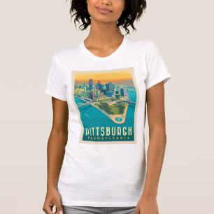 Camiseta Pittsburgh, PA Vista de Olho de Pássaro