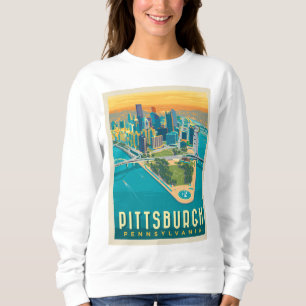 Camiseta Pittsburgh, PA Vista de Olho de Pássaro