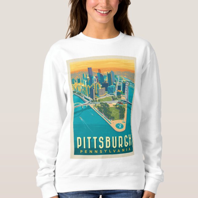 Camiseta Pittsburgh, PA | Vista de Olho de Pássaro (Frente)
