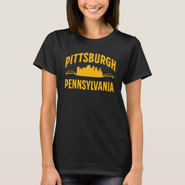 Camiseta Pittsburgh Pennsylvania Steel City Skyline 412 Hom (Frente)