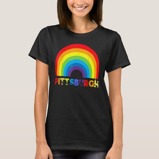 Camiseta Pittsburgh Rainbow Gay LGBTQIA+ Pride Men Women Bo (Frente)