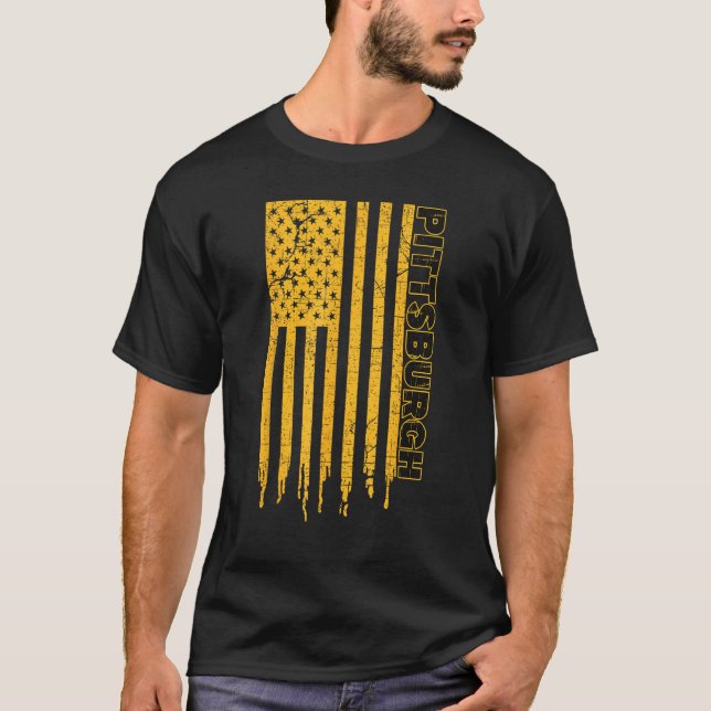 Camiseta Pittsburgh USA Flag Patriotic American City Of Pit (Frente)