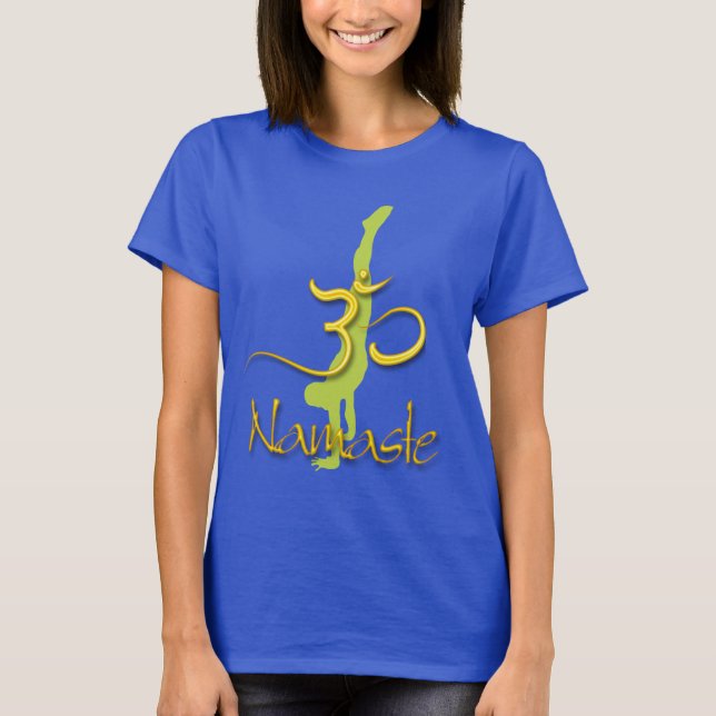 Camiseta PixDezines Pose de parada de mãos/Namaste/Om (Frente)