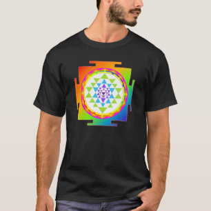 Camiseta PixDezines sri yantra/chakra clareamento/arco-íris