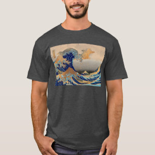 Camiseta PixDezines Vintage Grande Onda Hokusai 葛飾北斎の神奈川沖浪