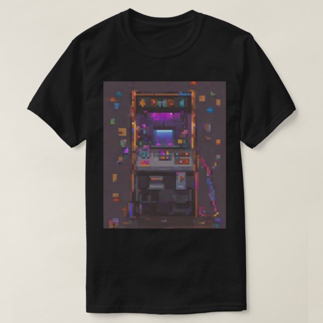 Camiseta Pixel Arcade Console Controller Gamer Sticker (Frente do Design)